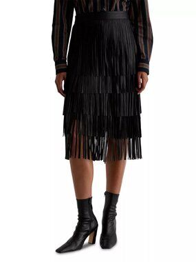 AG Marissa Leather Fringe Skirt